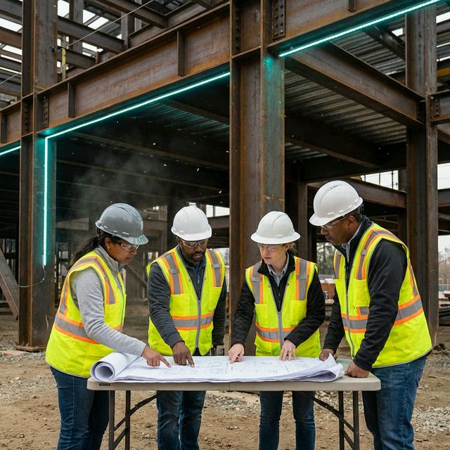 فريق هندسي في موقع العمل